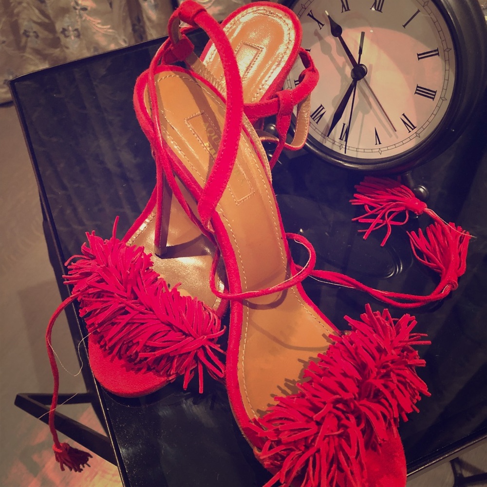 Red aquazzura wild thing shoes great condition